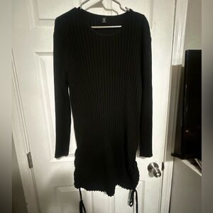 SHEIN Black Ribbed Long Sleeve Dress